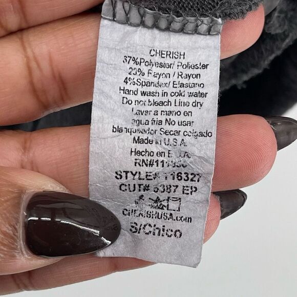 Cherish Women’s Charcoal Dolman Long Sleeve Oversized Pocket Tunic Top Small - Picture 8 of 9
